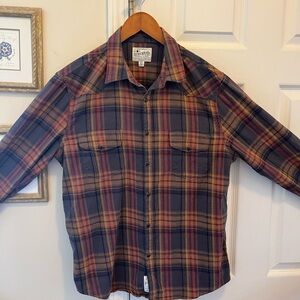 Men's Plaid Button-Up Shirt - Brown & Navy